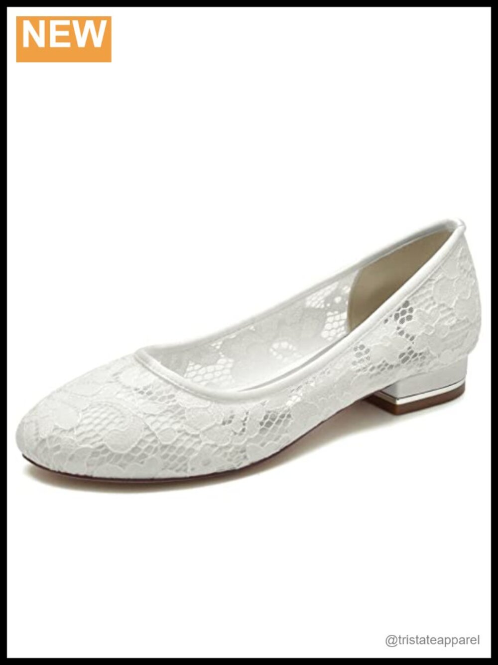 Lace Wedding Flats for Bride - Comfortable Round Toe Bridal Shoes - Low Heel